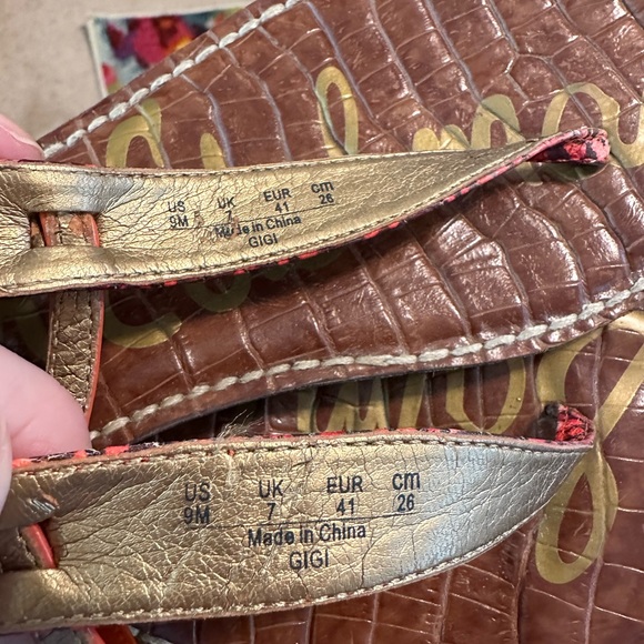 Sam Edelman Gigi Orange Snake Skin Sandal, size 9 - Picture 2 of 5